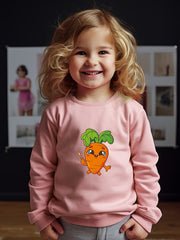Girls Carrot Pattern Crew Neck Sweatshirt Spring Fall Christmas Gift
