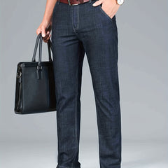 Men's Business Casual Stretch Denim Pants with Pockets