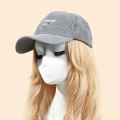 Gray Corduroy Baseball Cap Embroidery Casual Dad Hats Unisex Sun Hat