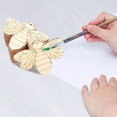 50pcs Wooden Bee Decor DIY Wood Chips Hanging Wooden Bee Paper Cut