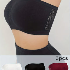 3pcs Strapless Cut Out Bandeau Bras Stretch Bra Set for Women