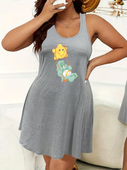 Cartoon Bear Print Sleep Dress