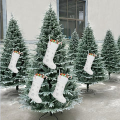 Snowy Christmas Stockings Faux Fur Hanging Ornaments Candy Gift Bags