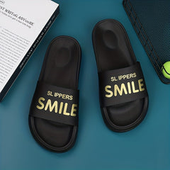 Men's Letter Print Non Slip Slides Lightweight Open Toe Quick Dry Slippers
