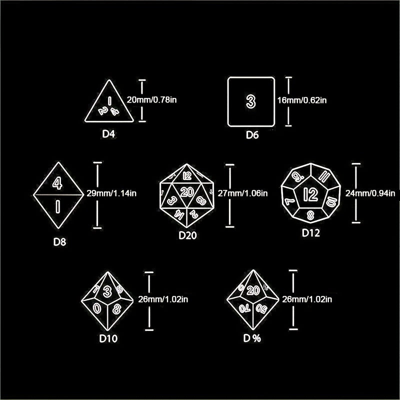 7pcs Resin Dice Set for Board Game Entertainment