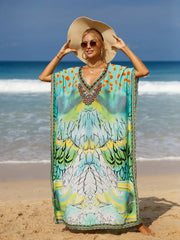 Animal Print V Neck Cover Up Dress