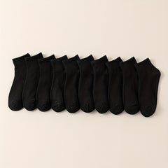 20 Pairs Women's Crew Short Socks Solid Colors Breathable Comfortable Stockings