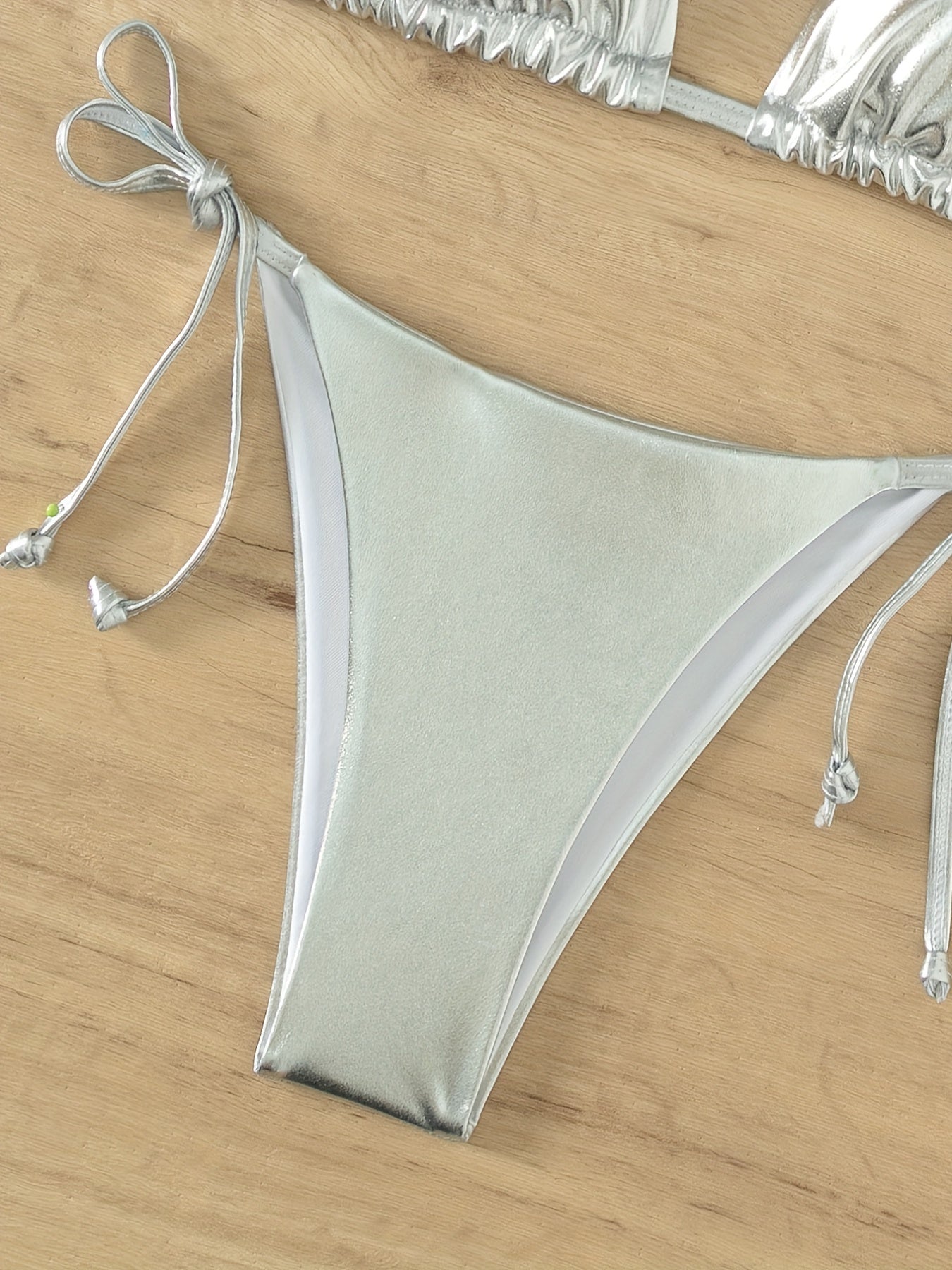 V Neck Bikini Set Backless Tie Side Swimsuit Women's Swimwear