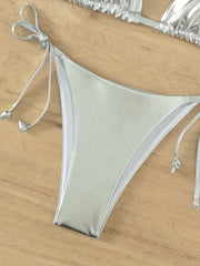 V Neck Bikini Set Backless Tie Side Swimsuit Women's Swimwear