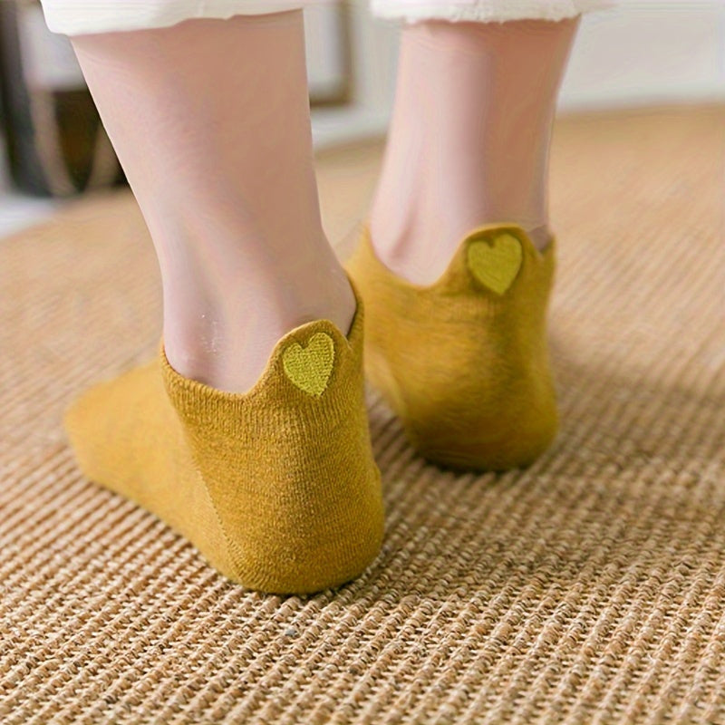 10 Pairs Heart Print Low Cut Ankle Socks Women's Stockings