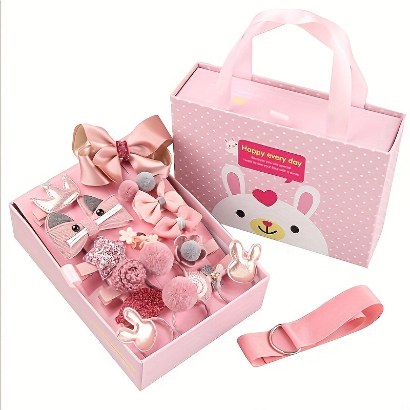Girls Princess Hair Accessories Set - 18pcs Barettes & Hair Ties Gift