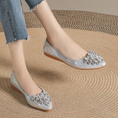 Rhinestone Decor Ballet Flats Pointed Toe Slip On Shoes