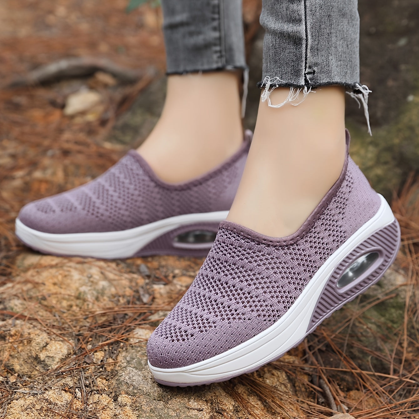 Women's Air Cushion Slip on Walking Shoes Mesh Chunky Sneakers