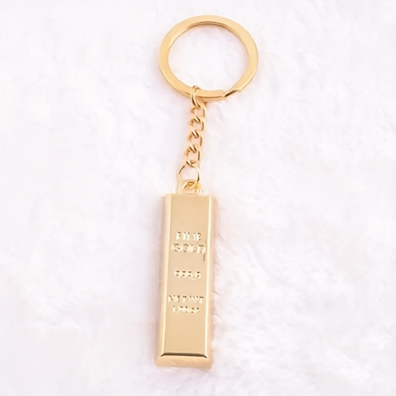 Metal Faux Golden Bar Keychain Funny Gift Men Women
