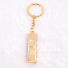 Metal Faux Golden Bar Keychain Funny Gift Men Women