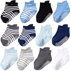 12pairs Kids Anti-slip Breathable Short Socks for Boys