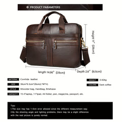 Genuine Leather Business Laptop Briefcase 37.85 cm Messenger Bag