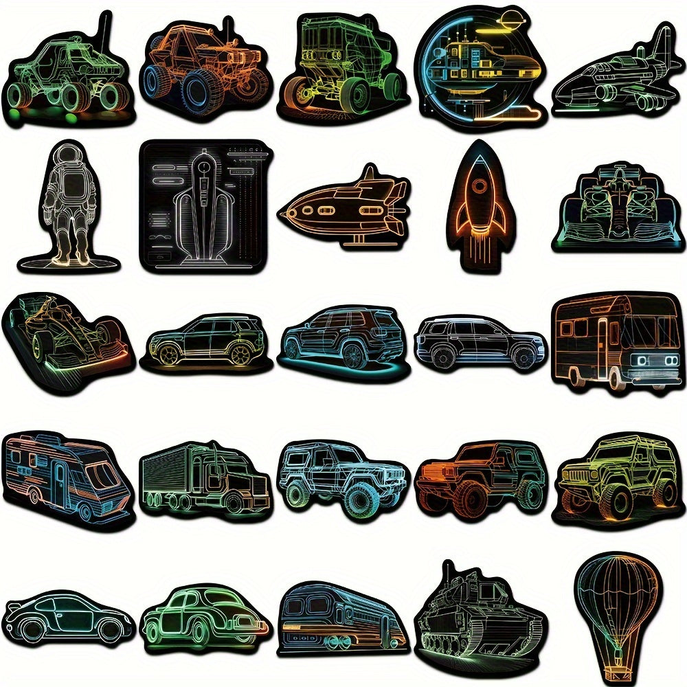 50pcs Neon Line Graffiti Stickers for Books Guitars Skateboards