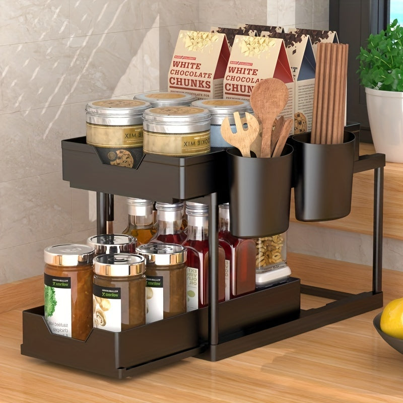 Pull out Seasoning Rack Desktop Storage Kitchen Under Sink Shelf