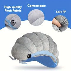 11in Pill Bug Plush Toy Soft Isopod Animal Pillow Grey Insect Doll