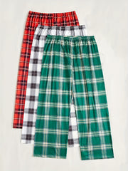 Cozy Plaid Print Sleep Bottoms for Women