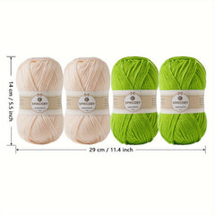 4pcs Crochet Yarn Multiple Colors 4 Layers 100 Acrylic Soft Yarn