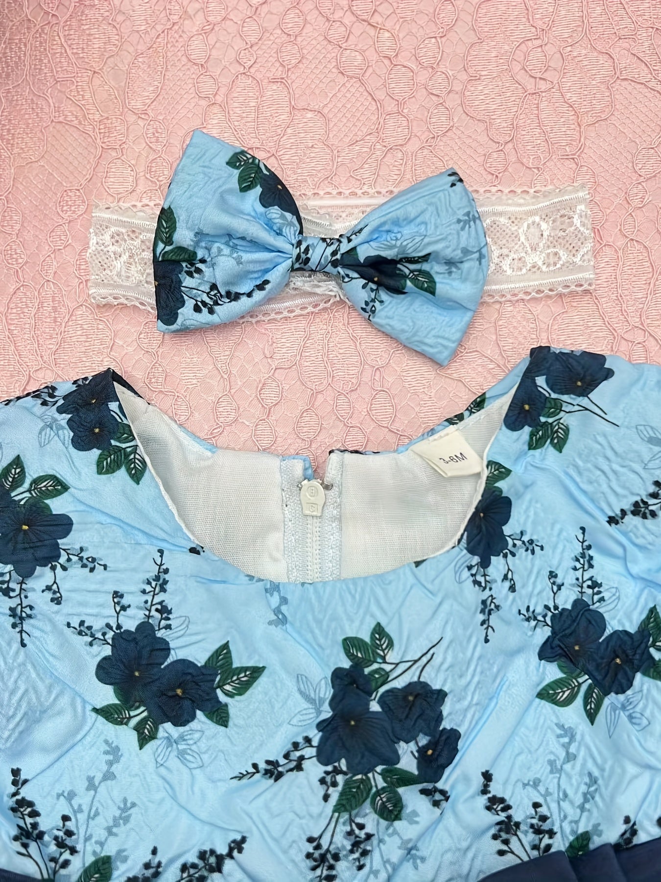 Baby Girl's Floral Print Pleated Dress Flutter Sleeve