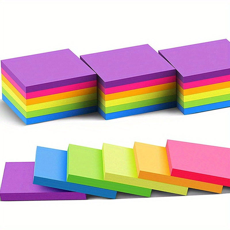 6 Packs Sticky Notes 7.62x7.62 Cm Bright Self Adhesive Pads 50 Sheets Pad