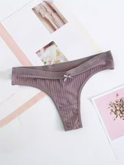 4 Pairs Solid Cotton G Strings & Thongs