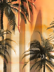 Tropical Print Tankini Set Plus Size Women's V Neck Tie Front Cami Top & Boyshor