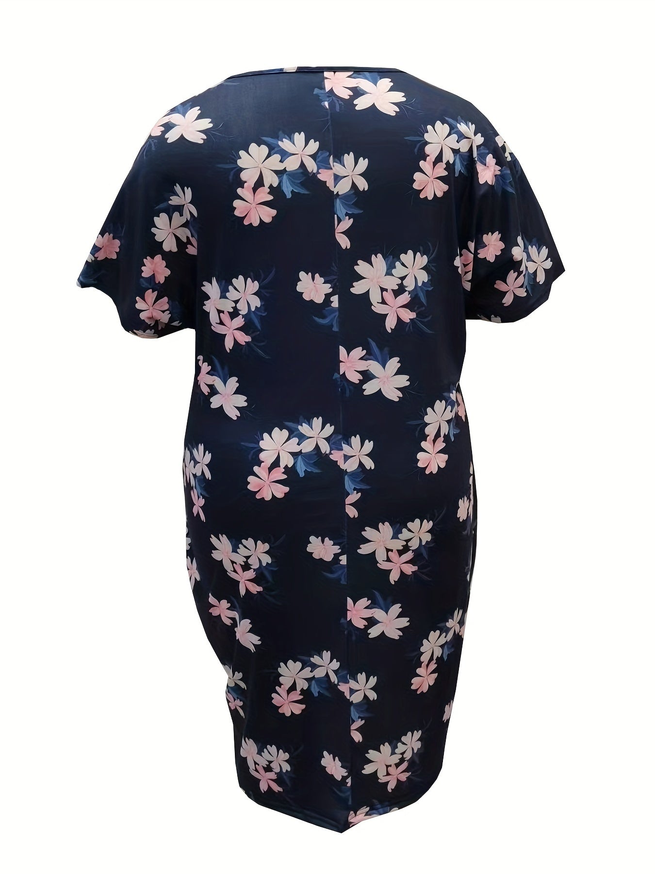 Casual Floral Print V Neck Dress With Pockets