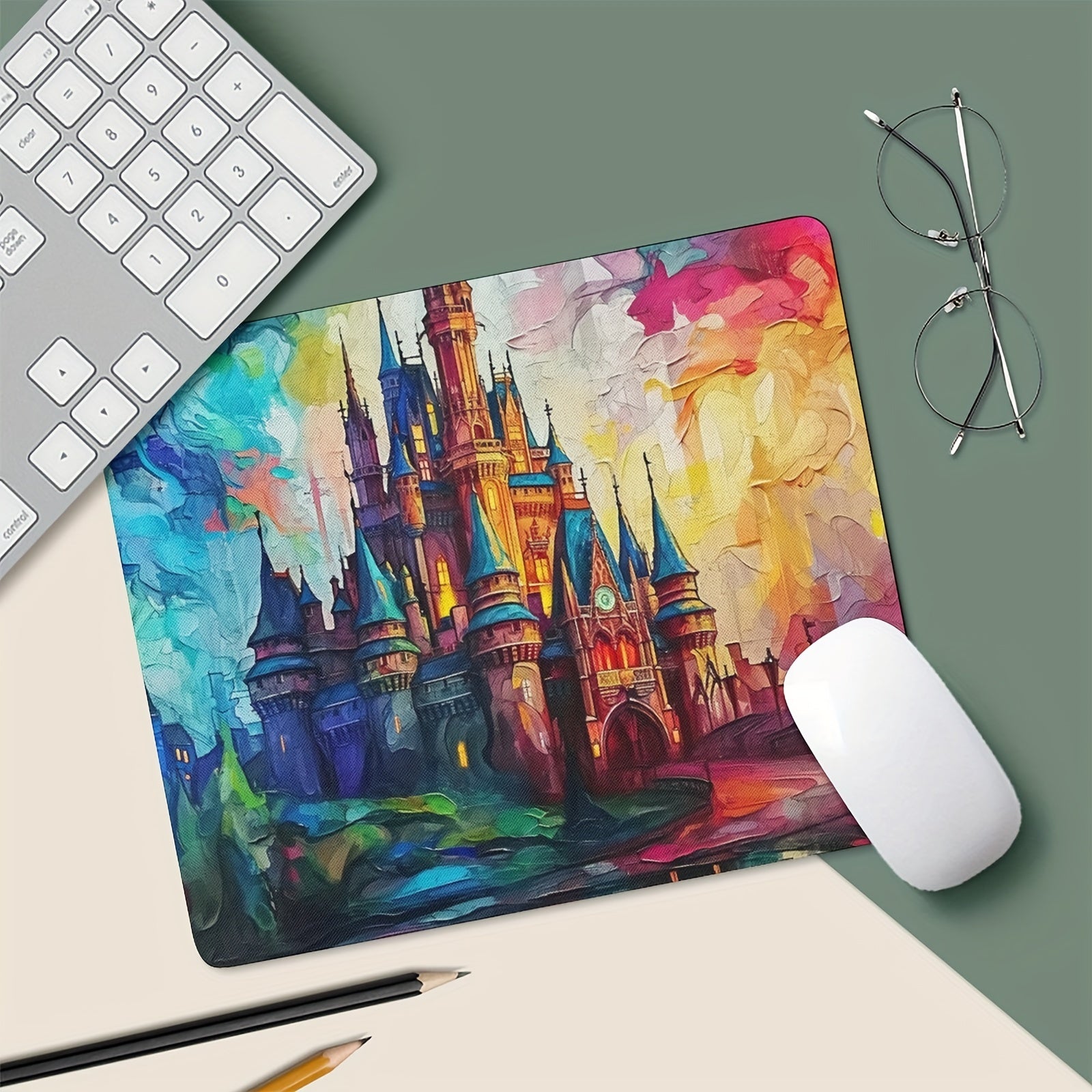 Colorful Castle Mouse Pad Anti Slip Rubber for Computer Desk Laptop
