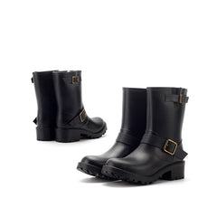 Women's Chunky Heel Rain Boots Waterproof Mid Calf Booties