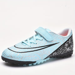 Boy's Turf Football Boots Hook Loop Fastener Outdoor TF Soccer Cleats