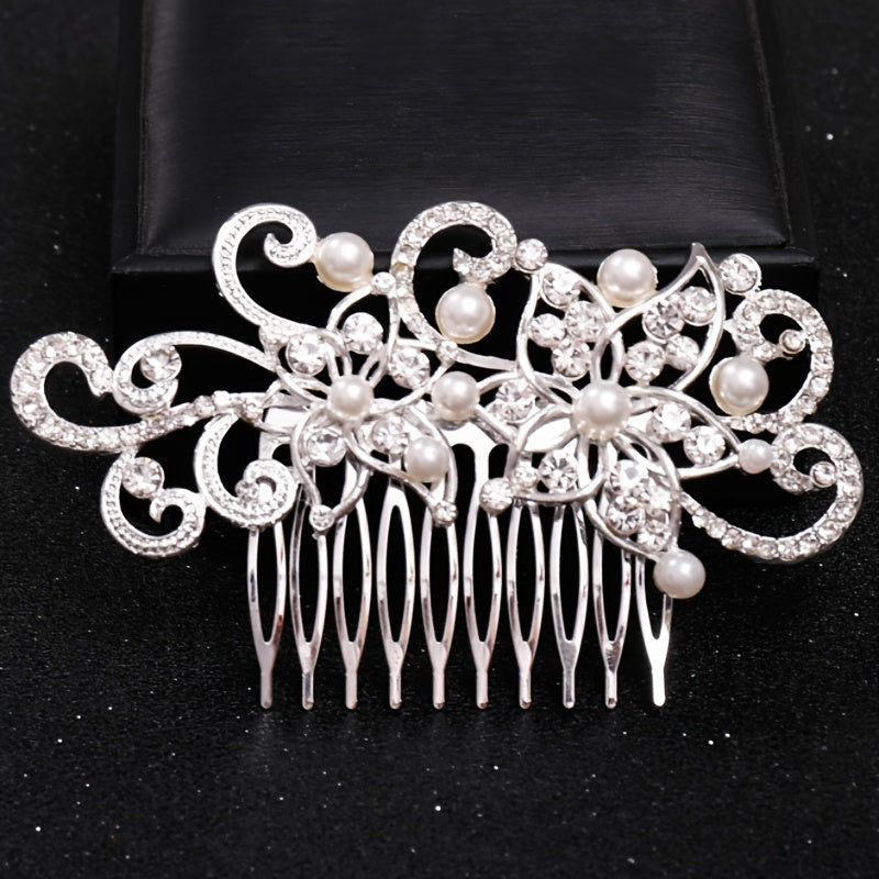 Crystal Faux Pearl Bridal Hair Comb Clip Rhinestone Hairpin Wedding Accessories