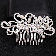Crystal Faux Pearl Bridal Hair Comb Clip Rhinestone Hairpin Wedding Accessories