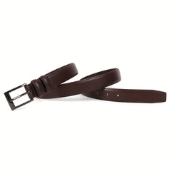 Coffee Leather Men's Belt Single Pin Buckle