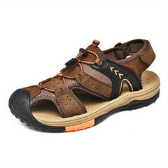 Men's Closed Toe Platform Sandals with Adjustable Hook And Loop Fastener