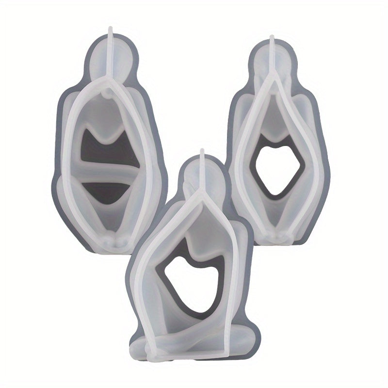 3Pcs Human Silicone Resin Mold Craft DIY Candle Mould Epoxy Casting Molds