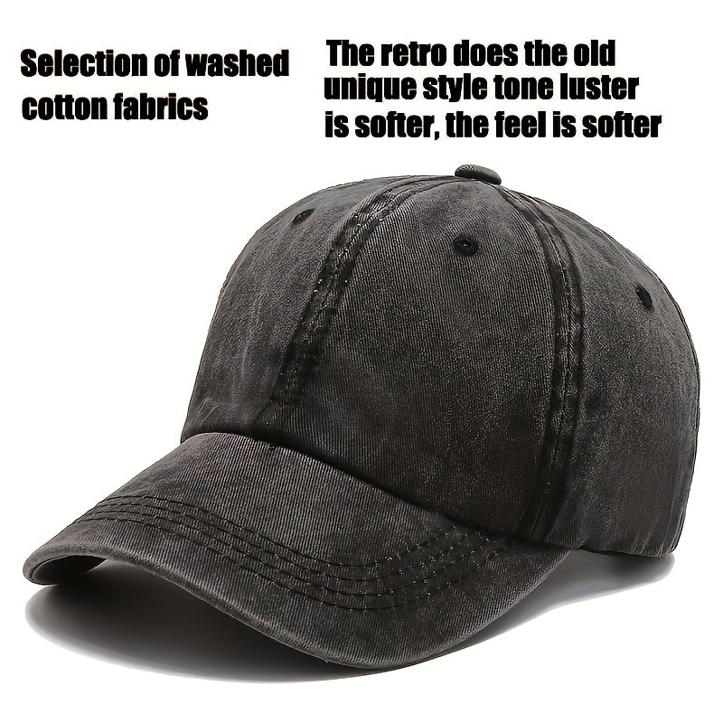 Washed Cotton Baseball Cap Casual Letter Printed Sun Protection Hat