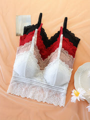 4pcs Lace Wireless Push Up Bras Breathable & Comfy Women's Lingerie