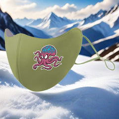 Angry Octopus 3D Fleece Lined Face Mask Pink Colorful Print