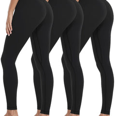 3Pcs High Waist Yoga Pants Butt Lifting Tummy Control Leggings