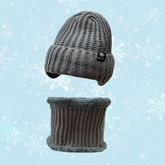 Warm Knitted Beanie Hat & Scarf Set with Ear Protection