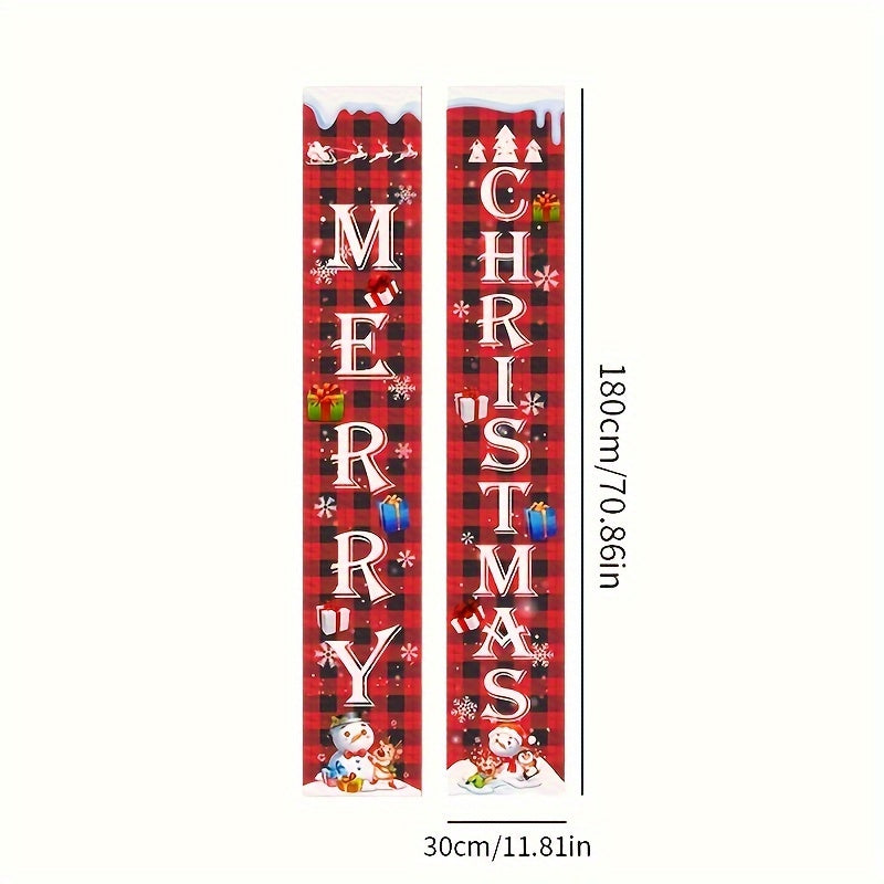 2pcs Christmas Decoration Couplet Indoor And Outdoor Door Curtain