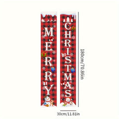 2pcs Christmas Decoration Couplet Indoor And Outdoor Door Curtain