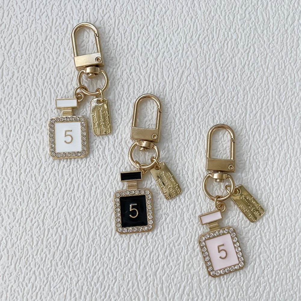 3pcs Rhinestone Perfume Bottle Keychain Key Ring Purse Bag Charm