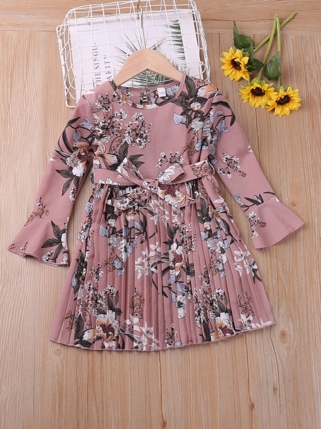 Floral Flare Long Sleeve Dress for Girls