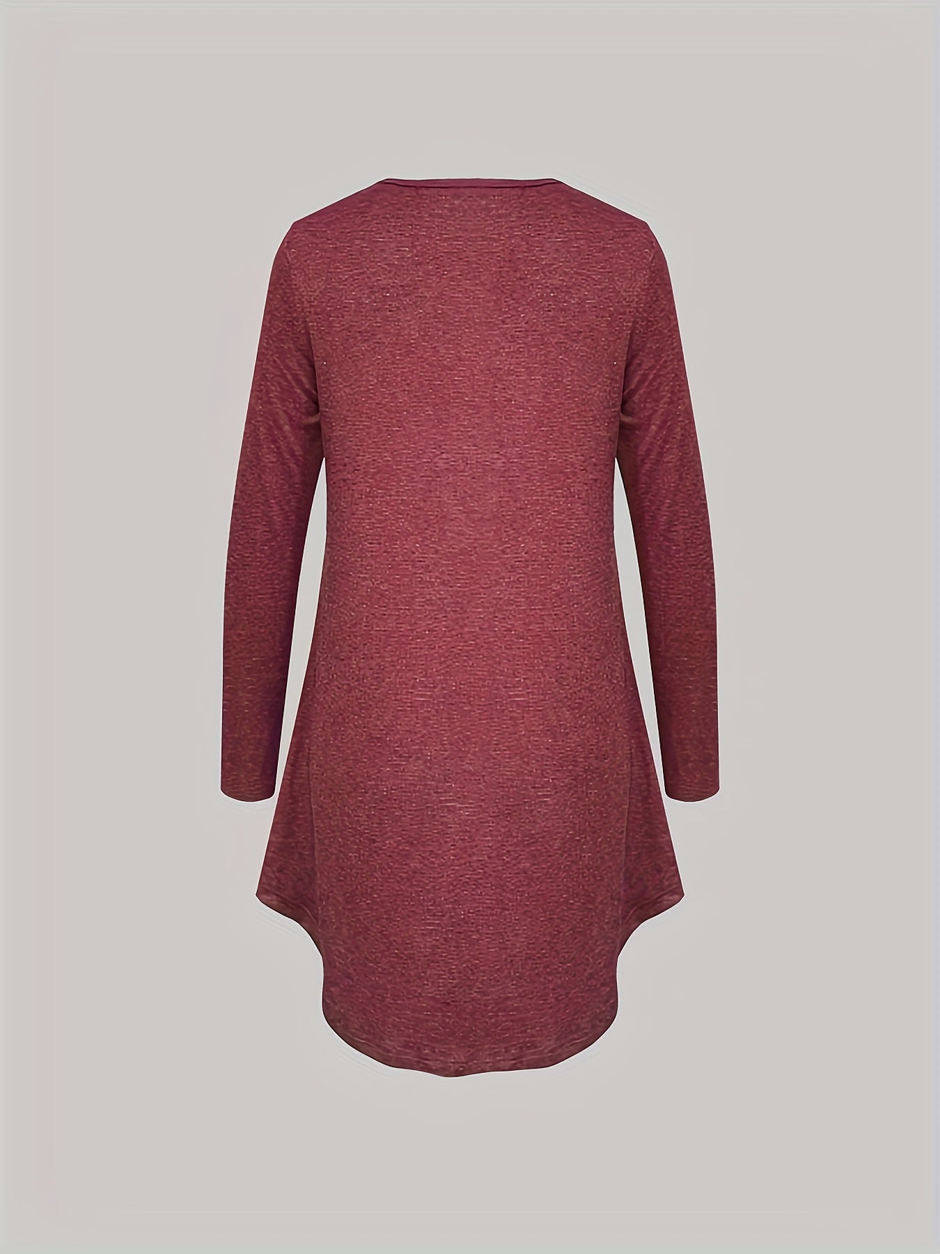 NightDress Crew Neck Long Sleeve Pajama Dress Women's Sleepwear