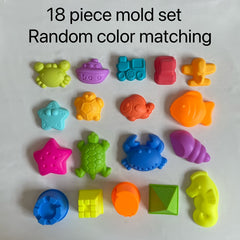 Colorful Beach Toy Set with Sand Molds and Animal Shapes